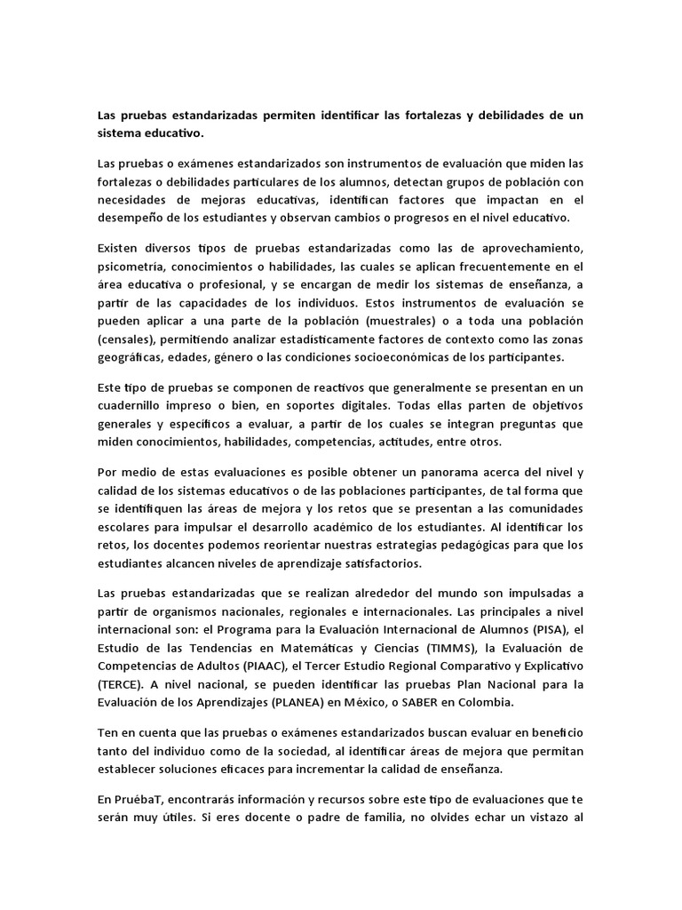 Documentos académicos y exámenes estandarizados