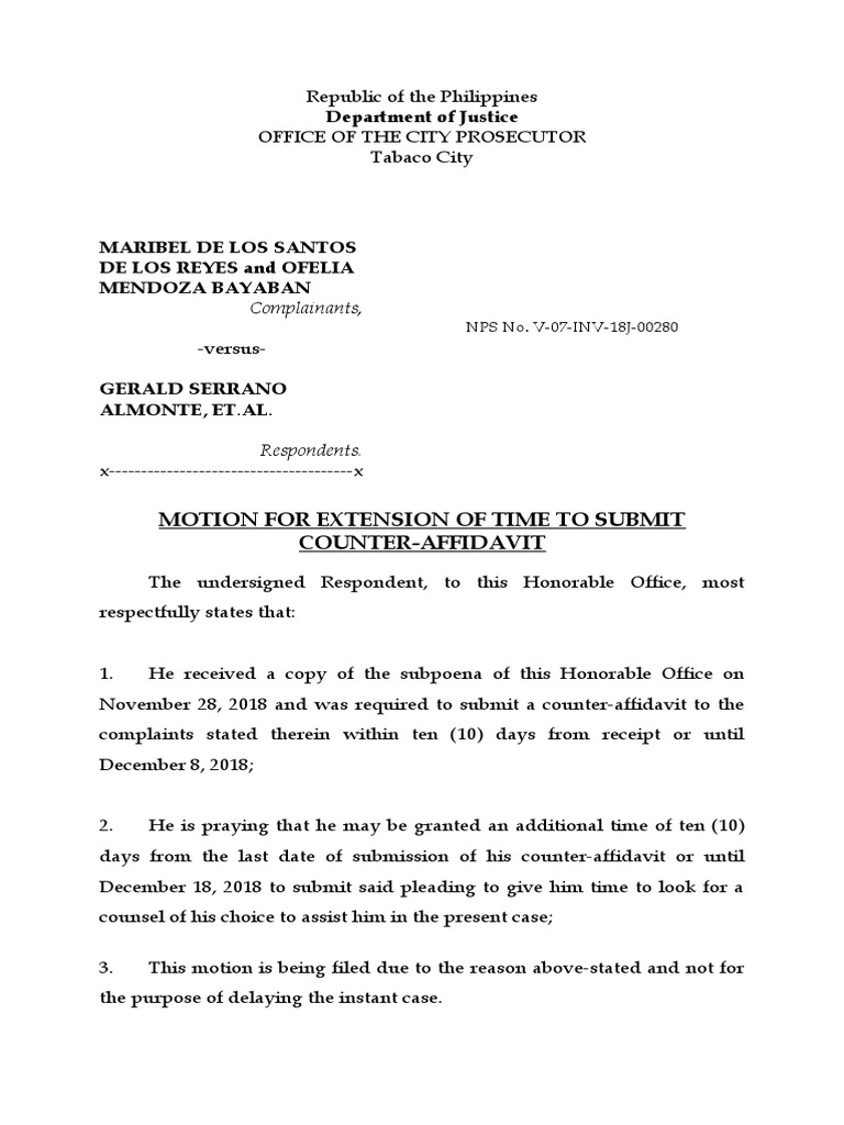 Motion for Extension in Almonte Case | PDF | Virtue | Public Law