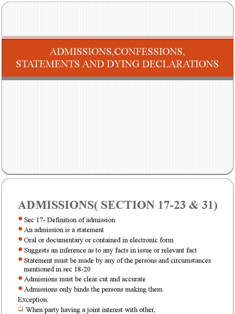 Understanding Legal Admissions and Declarations | PDF | Mortgage Law ...