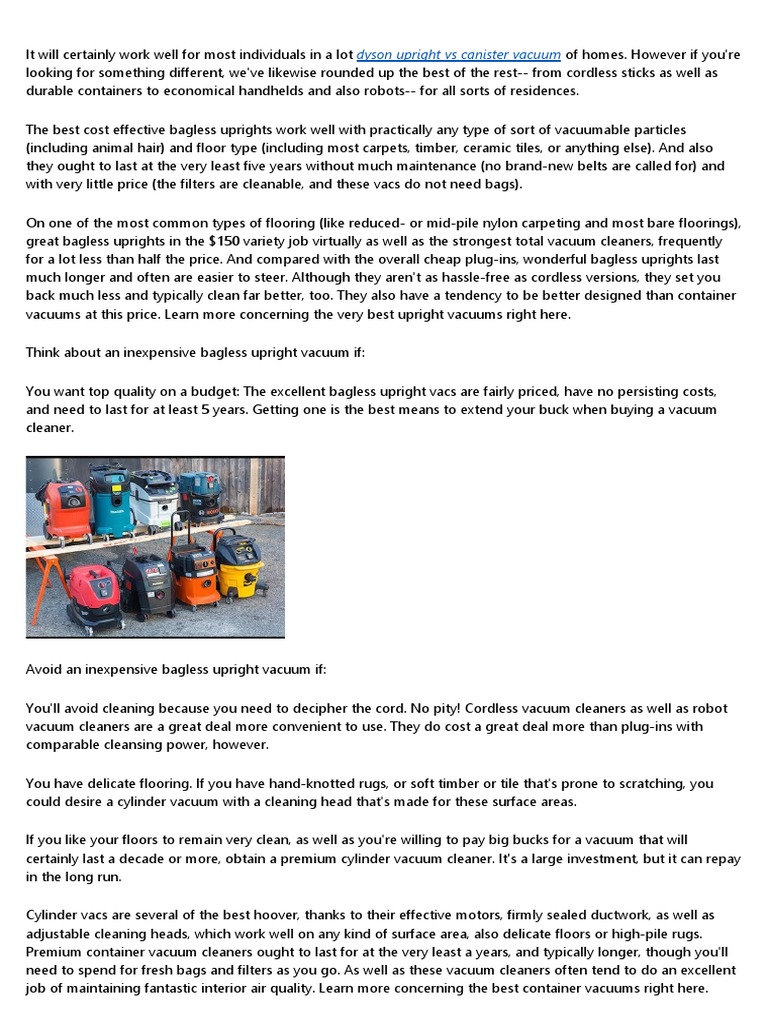 Dyson Upright Vs Canister Vacuum PDF Vacuum Cleaner Equipment