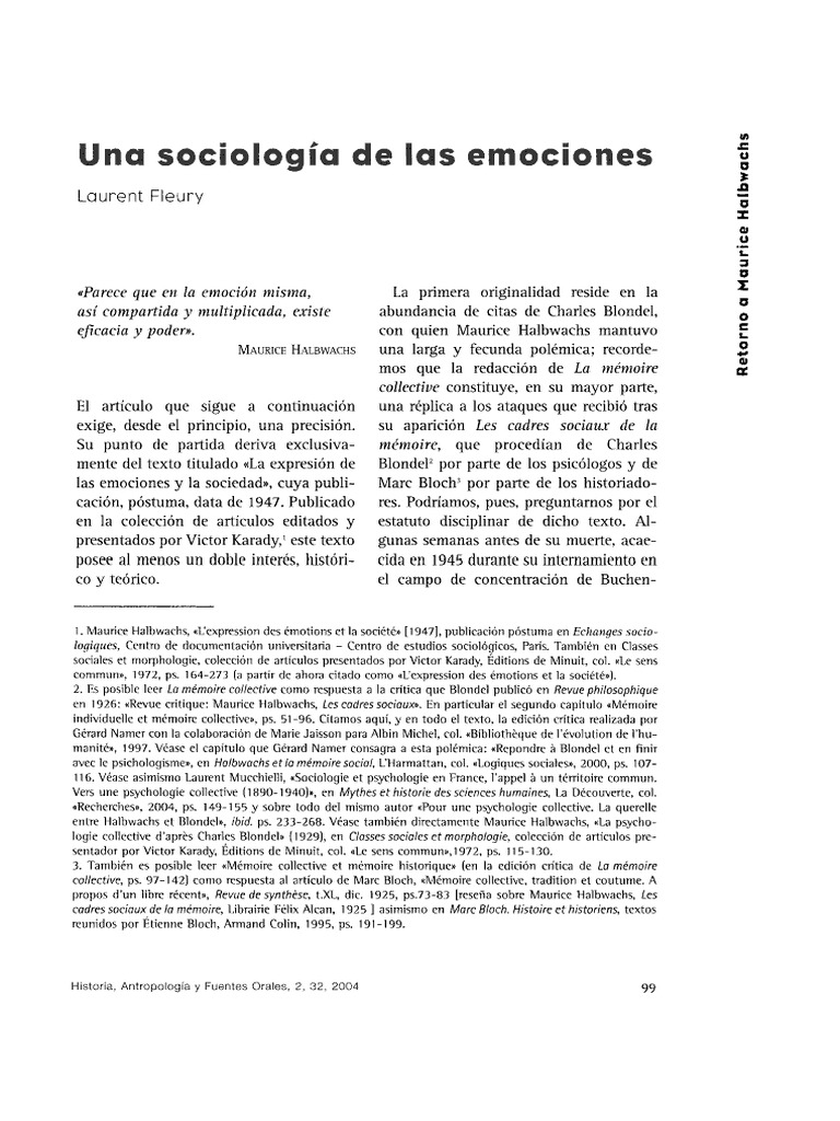 Una Sociología de Las Emociones Fleury PDF