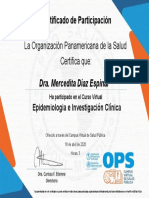 Certificado Participación Curso Epidemiología e Investigación Clínica