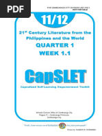 Quarter 1 WEEK 1.1: 21 Century Literature From The Philippines and The World