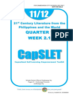 Quarter 1 WEEK 2.1: 21 Century Literature From The Philippines and The World
