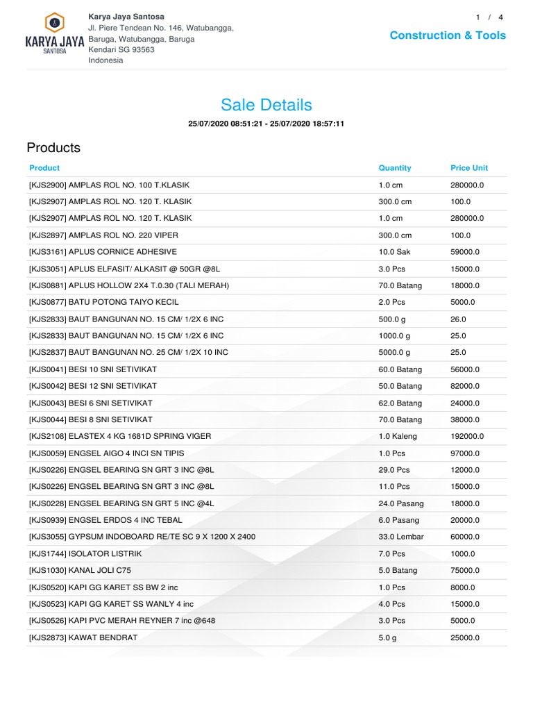 Construction Sale Details and Pricing | PDF | Home & Garden