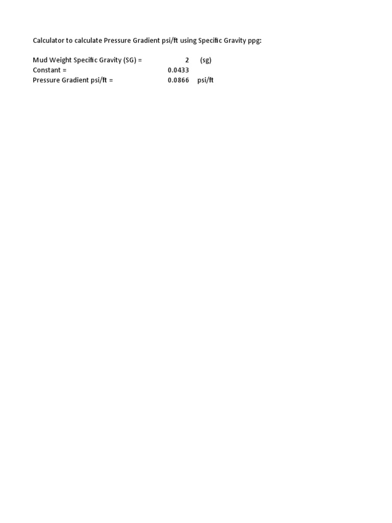 Pressure Gradient Calculator | PDF