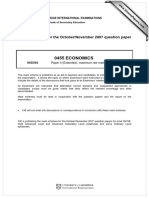 0455 Economics: MARK SCHEME For The October/November 2007 Question Paper