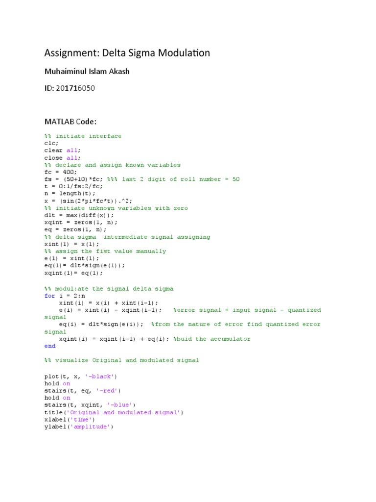 Delta Sigma Modulation in MATLAB | PDF | Technology & Engineering