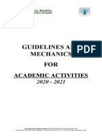 Guidelines and Mechanics FOR: Academic Activities