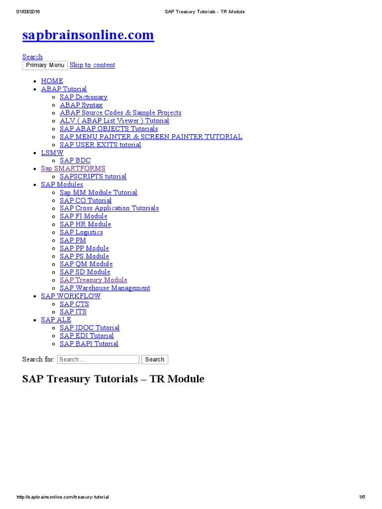 SAP Treasury Module Guide | PDF | Business | Computing And Information ...