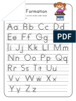 Letter Formation: Aa/Bb/Cc/Dd/ Ee/Ff/Gg/Hh/ Ii/Jj/Kk/Ll/Mm Nn/Oo/Pp/Qq Rr/Ss/Tt/Uu/// VV/WW/XX/// Yy/Zz
