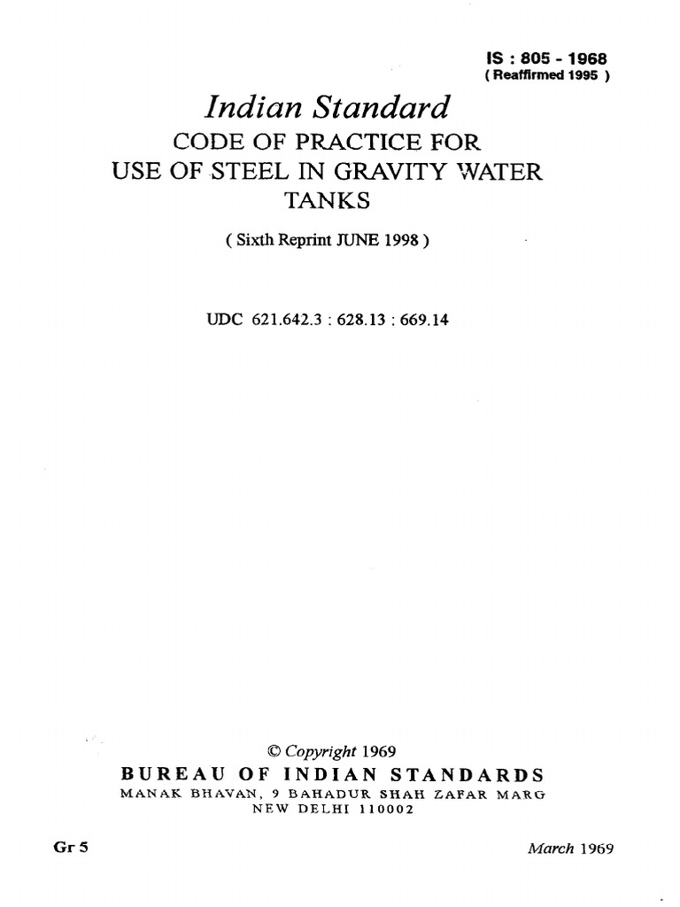 Indian Standard: Code of Practice For Use of Steel in Gravity Water ...