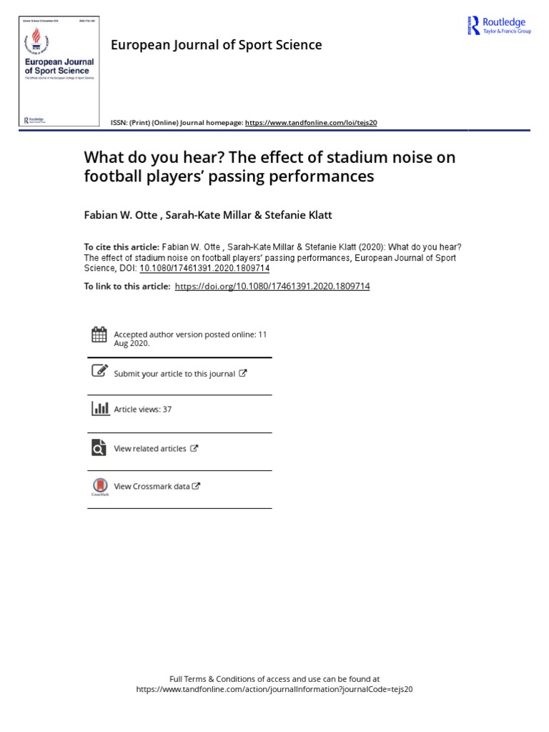 What Do You Hear The Effect of Stadium Noise On Football Players