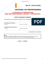 Registro Nacional de Proveedores: Constancia de Inscripción para Ser Participante, Postor Y Contratista