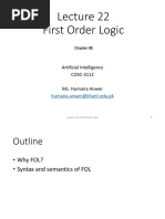 First Order Logic: Artificial Intelligence COSC-3112 Ms. Humaira Anwer