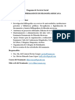 Servicio Social. UNAM, FFyL. Filosofía Mexicana.