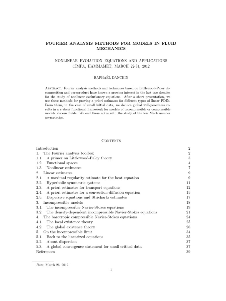 Nonlinear Evolution Equations and Applications CIMPA, HAMMAMET, MARCH ...