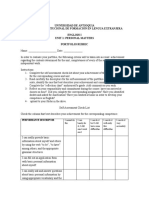 Universidad de Antioquia Programa Institucional de Formación en Lengua Extranjera English I Unit 1: Personal Matters Portfolio Rubric