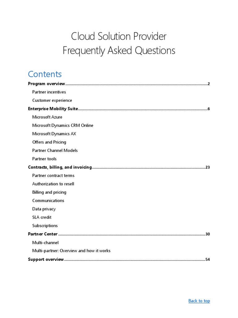 CSP Frequently Asked Questions | PDF | Office 365 | Cloud Computing