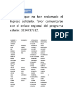 Personas Que No Han Reclamado El Ingreso Solidario Turbo PDF