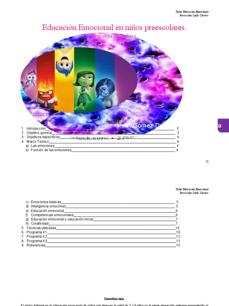 Taller de Educación Emocional Infantil | PDF | Inteligencia emocional ...