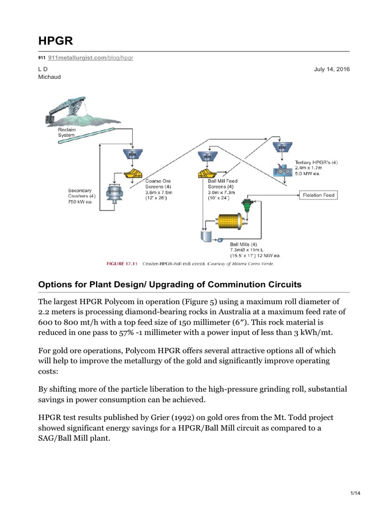 Optimizing Gold Comminution with HPGR | PDF | Mill (Grinding ...