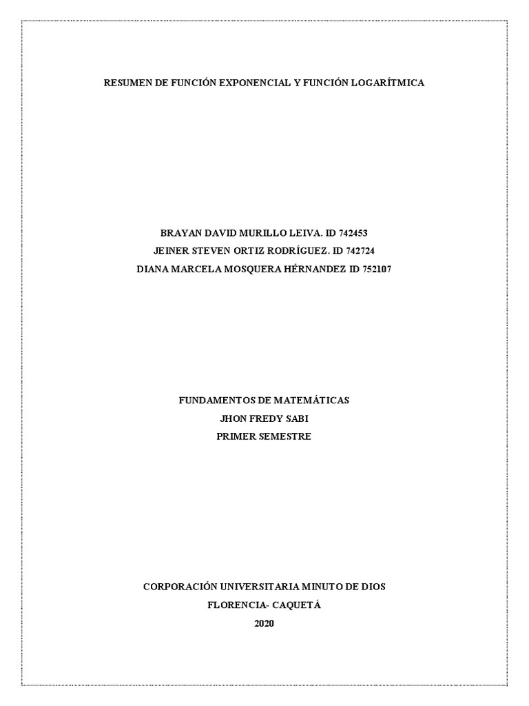 Función Exponencial y Función Logarítmica | PDF | Logaritmo | Funcion ...