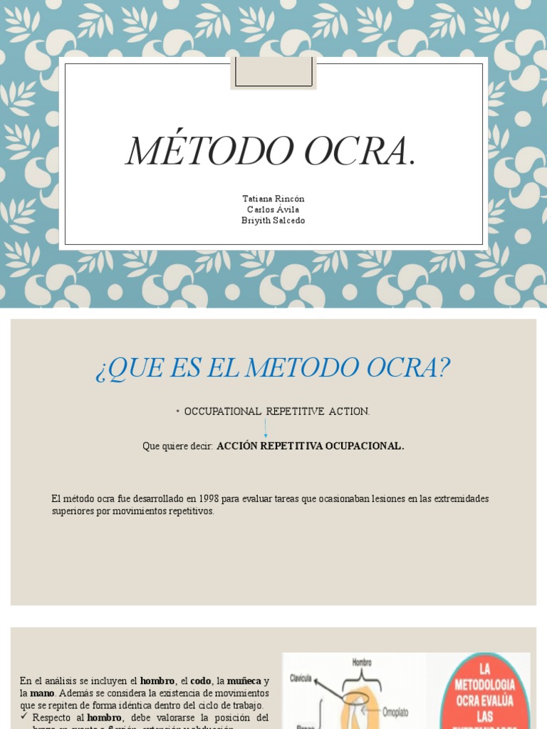 Método OCRA: Evaluación de Riesgos Laborales | PDF | Factores humanos y ...