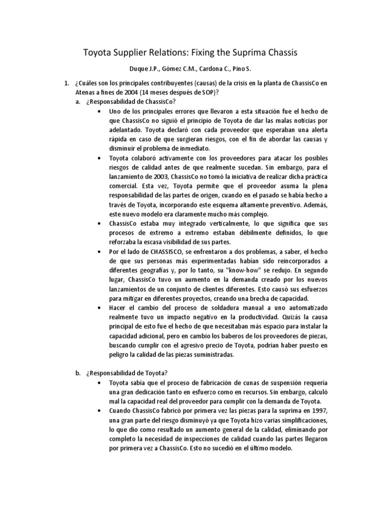 Caso Toyota Pdf Toyota Soldadura