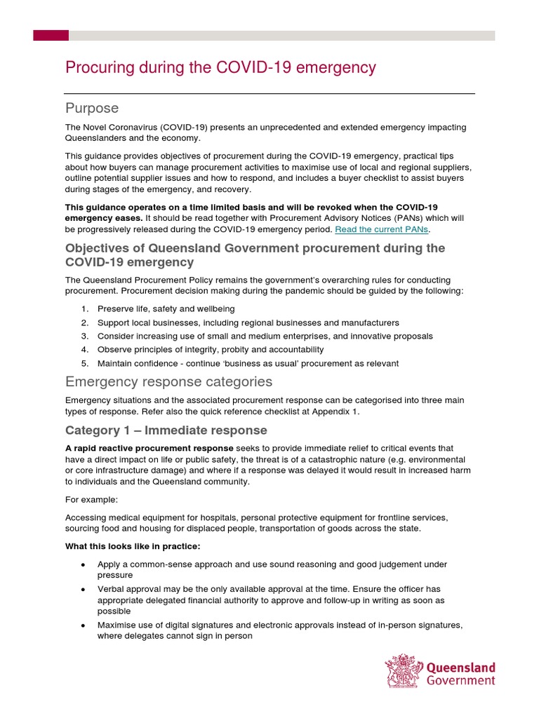 Emergency Procurement Guidelines COVID-19 | PDF | Procurement | Emergency