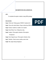 To Calculate Descriptive Statistics Using SPSS Package