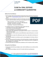 Guideline For Oral Defense During The Community Quarantine