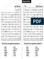 Sopa de Letras Baby Shower para Imprimir PDF