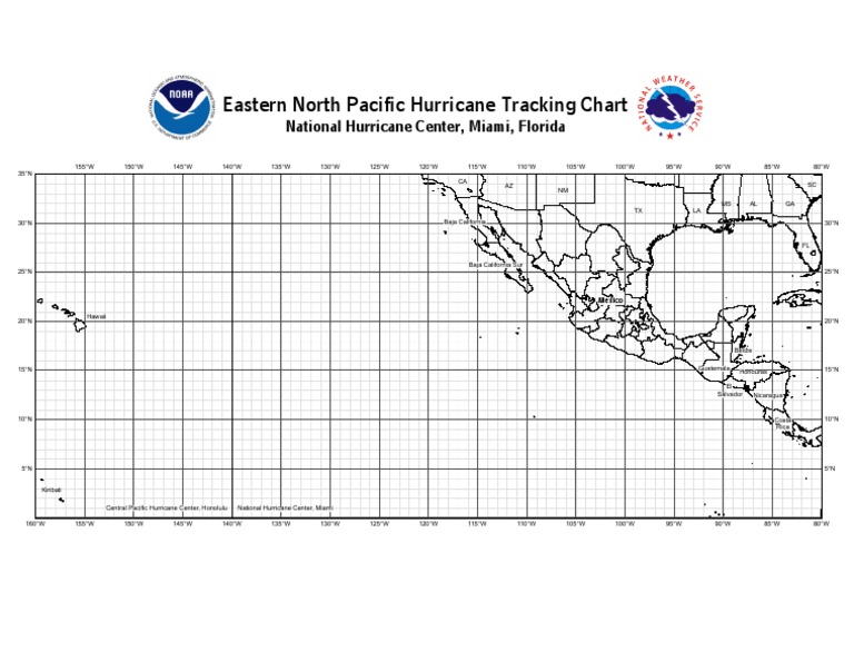 Eastern North Pacific Hurricane Tracking Chart: National Hurricane Center, Miami, Florida | PDF ...