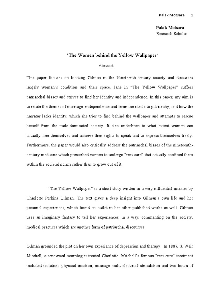 "The Women Behind The Yellow Wallpaper" Author Palak Motsara PDF