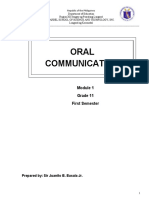 Oral Communication: Grade 11 First Semester