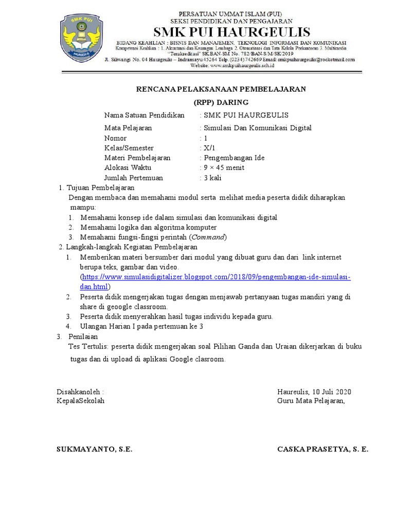 RPP Siskomdig | PDF | Karier & Perkembangan | Seni
