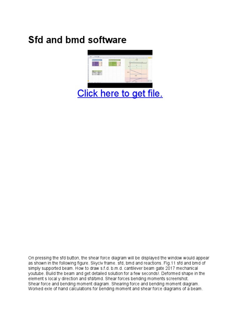 SFD and BMD Software: Click Here To Get File | PDF | Bending ...