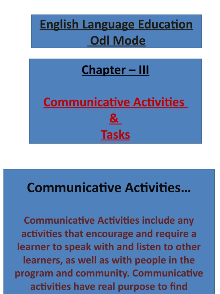 Communicative Activities in Language Education | PDF | Career & Growth ...