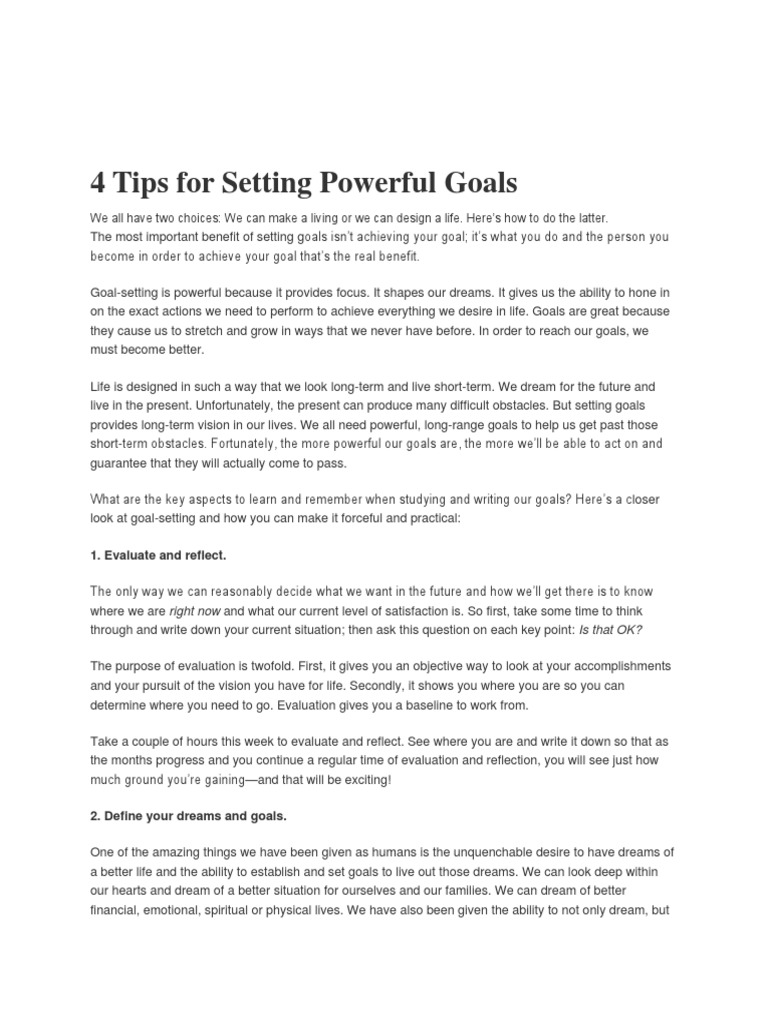 Powerful Goal-Setting Tips | PDF | Goal Setting | Goal