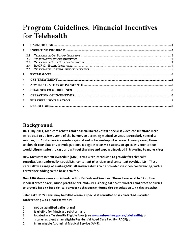 Telehealth Program Guidelines Effective 1 January 2013 | PDF | General ...