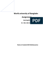 World University of Bangladesh Assignment: Sub:English Sir: Md. Atik Ullah