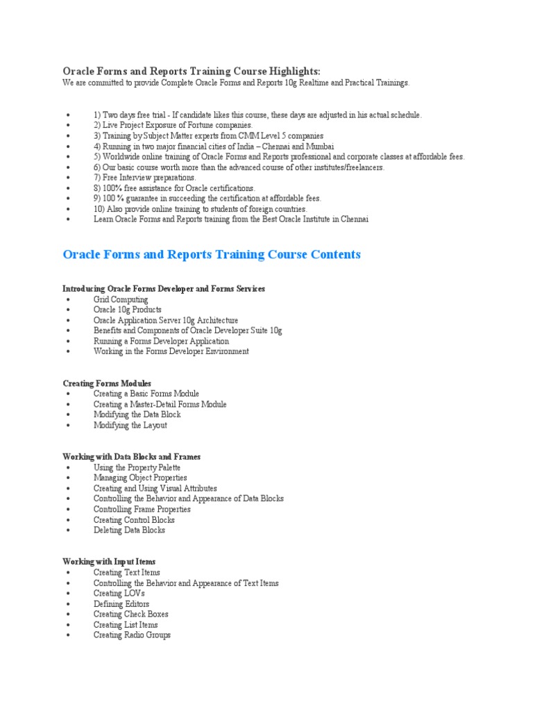 Oracle Forms & Reports 10g Training | PDF | Pl/Sql | Databases