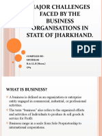 Major Challenges Faced by Business Organisations in State of Jharkhand