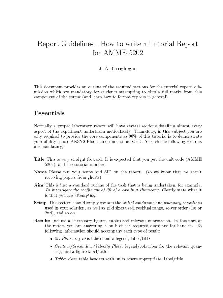 Report Guidelines - How To Write A Tutorial Report For AMME 5202 | PDF