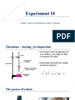 Experiment 10: Quality Control: Measuring The Acidity of Vinegar