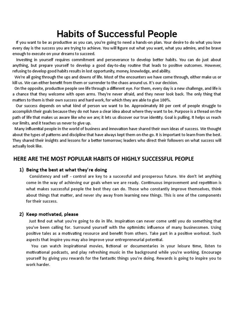 10 Habits of Successful People | PDF | Goal | Psychological Concepts