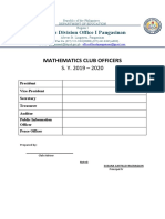 Mathematics Club Officers: Schools Division Office I Pangasinan