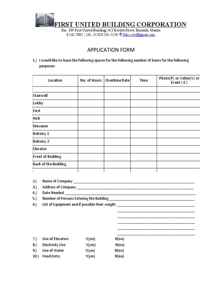 First United Building Corporation: Application Form | PDF | Science ...