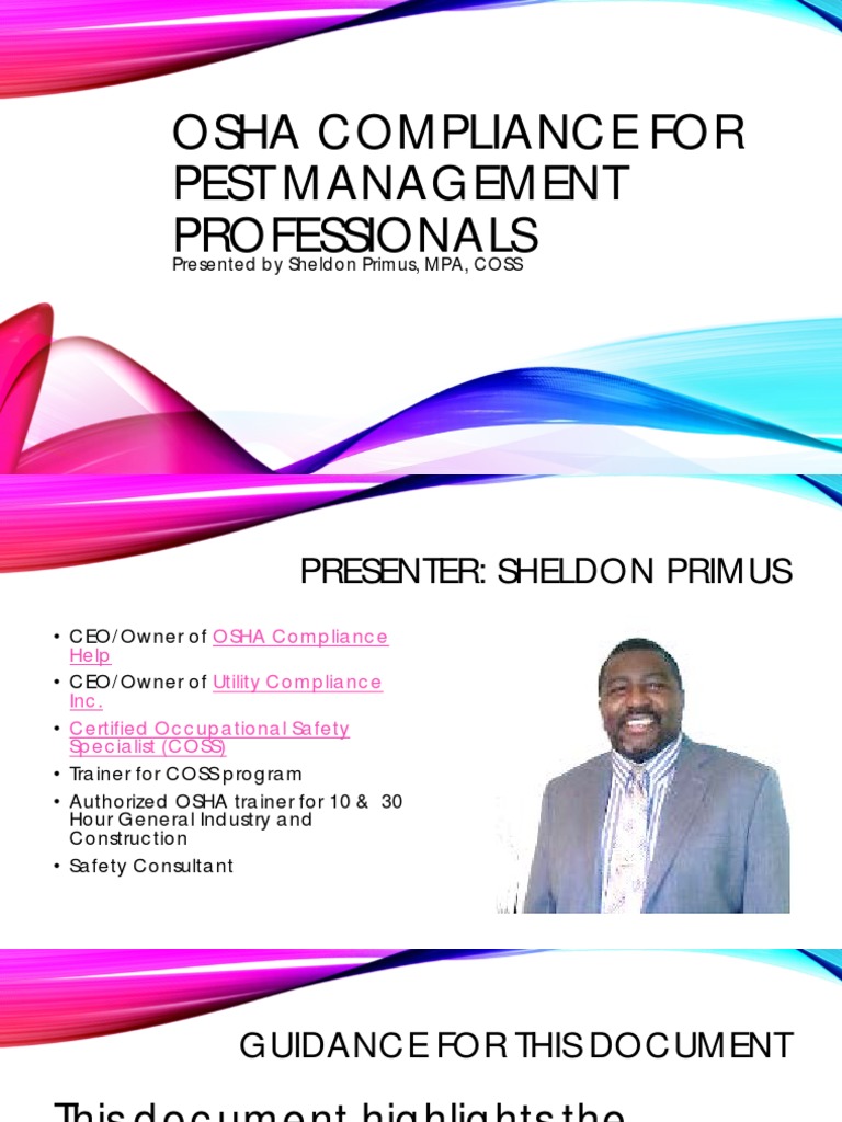 Osha Compliance For Pest Management Professionals: Presented by Sheldon ...